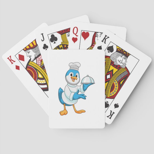Jeu De Cartes Oiseau comme cuisinier avec plat (dos)