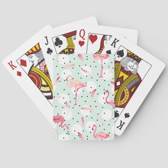 Jeu De Cartes Oiseau de Flamant rose avec des plumes (dos)