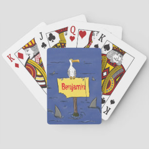 Jeu De Cartes Oiseau de mer amusant entouré de dessins animés de