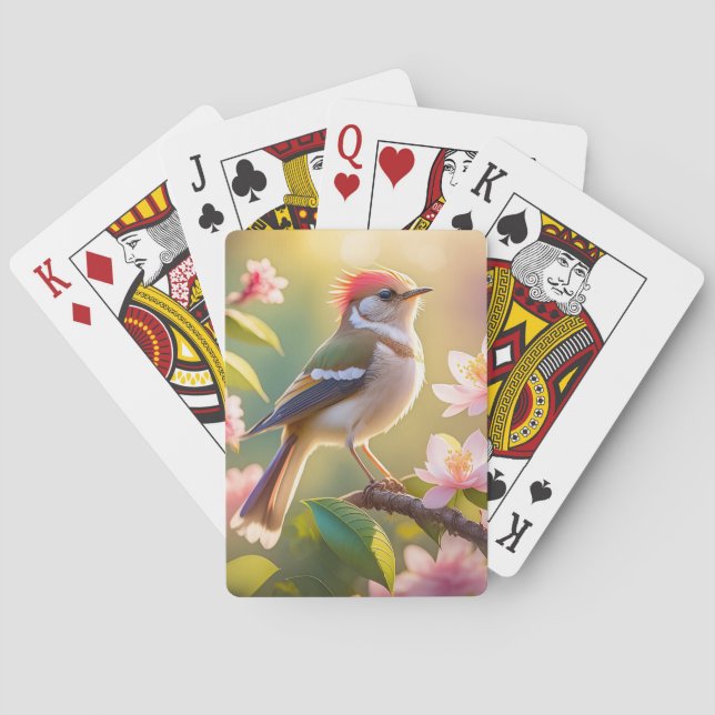 Jeu De Cartes Oiseau de Paruline Imaginaire à tête rouge (dos)