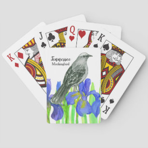 Jeu De Cartes Oiseau d'État du Tennessee Mockingbird Iris Flower