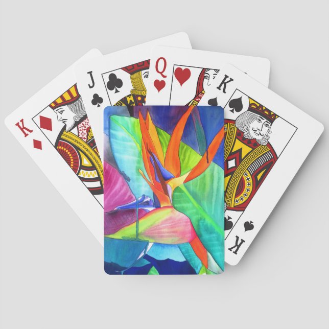 Jeu De Cartes Oiseau du Paradis Strelitzia fleur art tropical (dos)