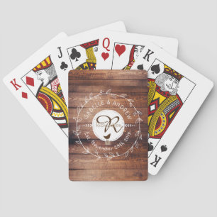 Jeu De Cartes Oiseau en bois de guirlande de feuille de