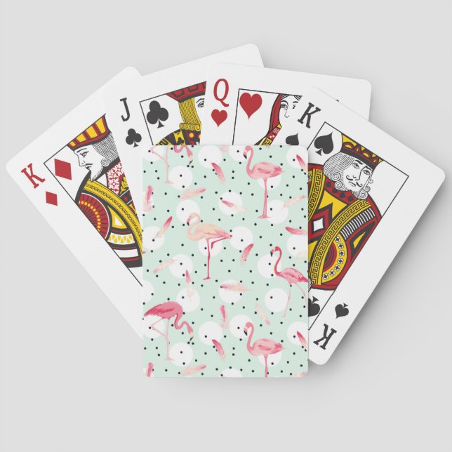 Jeu De Cartes Oiseau Flamant rose Avec Plumes (dos)