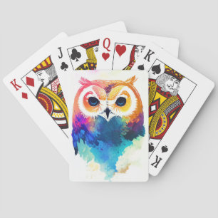 Jeu De Cartes Oiseau Hibou Nature sauvage Animal Couleur peintur