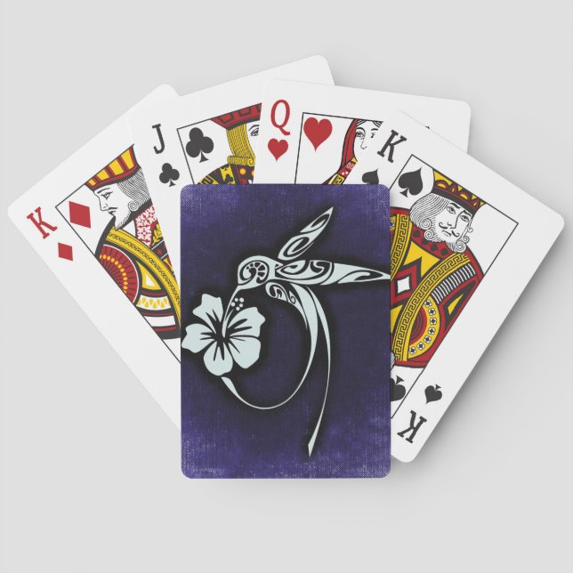 Jeu De Cartes Oiseau Orné sur Fond Bleu Foncé (dos)