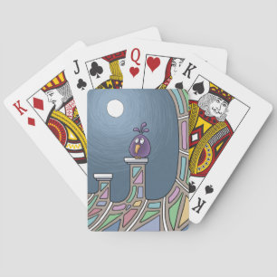 Jeu De Cartes Oiseau pourpre Tiki avec la pleine lune Jouer aux