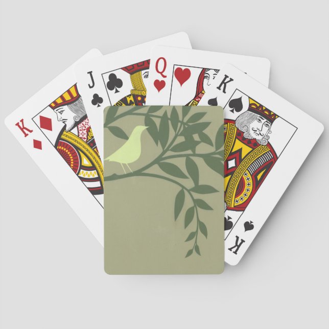 Jeu De Cartes Oiseau vert perché sur une branche verte (dos)