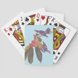 Jeu De Cartes Oiseaux de Paruline Céruleenne d'Audubon avec baie