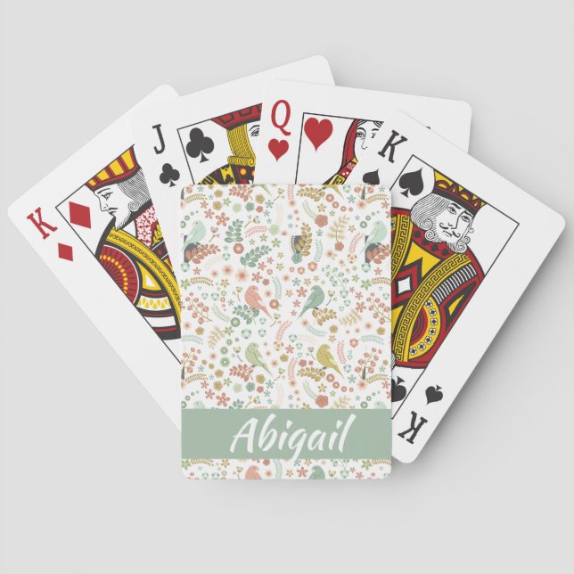 Jeu De Cartes Oiseaux et Branches Démodés Personnalisés (dos)