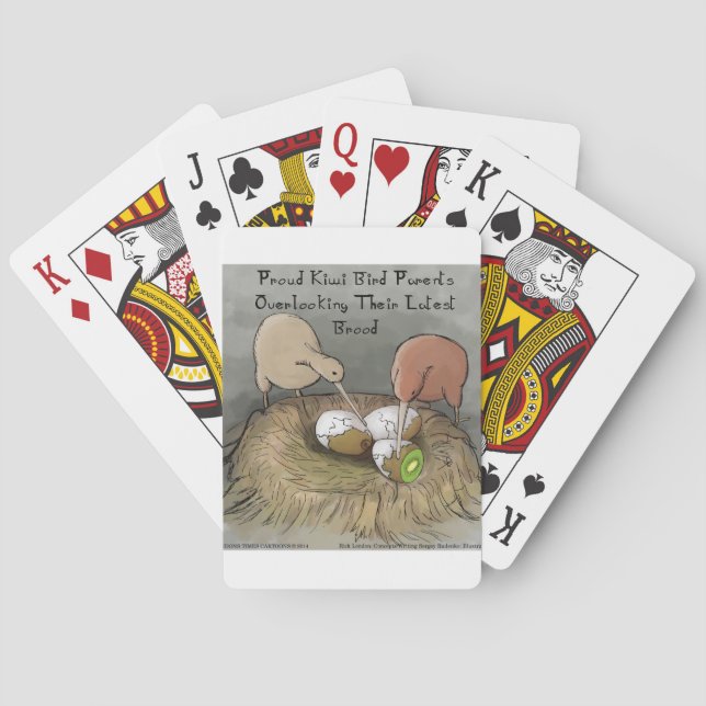 Jeu De Cartes Oiseaux Kiwi Drôles Soignant Leur Fruit (dos)