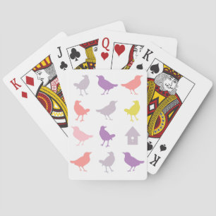 Jeu De Cartes Oiseaux pastel rose et violet avec Birdhouse