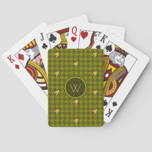 Jeu De Cartes Olive with Gold Accent Houndstooth Jouer des carte