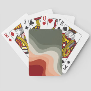 Jeu De Cartes Ondes de style rétro vert et rouge