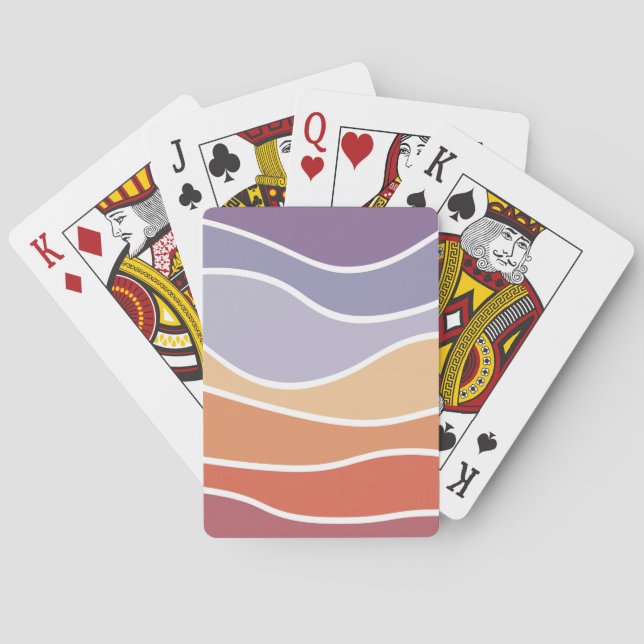 Jeu De Cartes Ondes de style rétro violet et orange (dos)