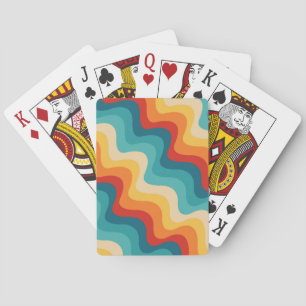 Jeu De Cartes Ondes diagonales colorées de style rétro