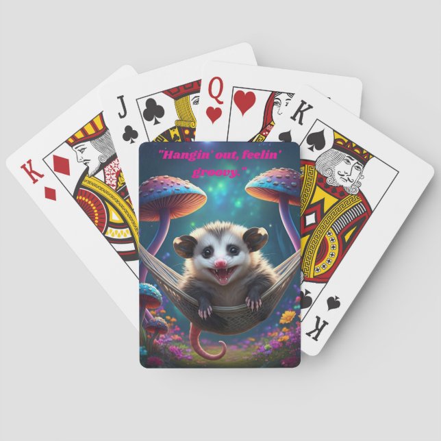 Jeu De Cartes Opossum psychédélique personnalisé Hippie (dos)