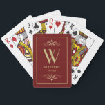 Jeu De Cartes Or Bourgogne Monogramme et nom personnalisés<br><div class="desc">Vous pouvez le customiser.</div>