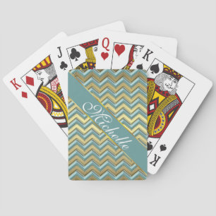 Jeu De Cartes Or et motif turquoise de Chevron