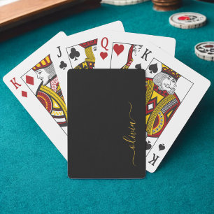 Jeu De Cartes Or Noir Écriture Moderne Monogramme Nom Féminin