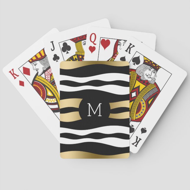 Jeu De Cartes Or Noir Moderne Et Blancs Zèbre (dos)