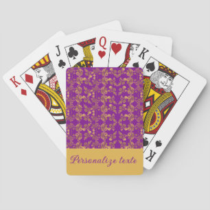 Jeu De Cartes Or personnalisé en luxueux damas floral or sur fon