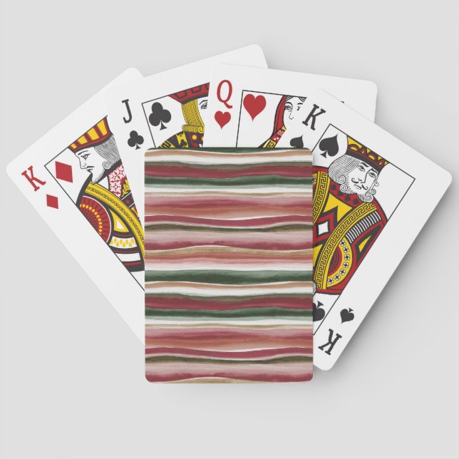 Jeu De Cartes Or Vert Bourgogne Rouge Rosé Rayures (dos)