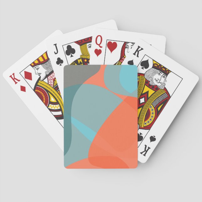 Jeu De Cartes Orange, bleu, moderne, tendance ondulé formes orga (dos)