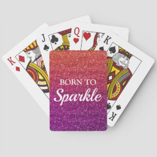 Jeu De Cartes Orange et Paillettes Violettes Brillantes Née pour