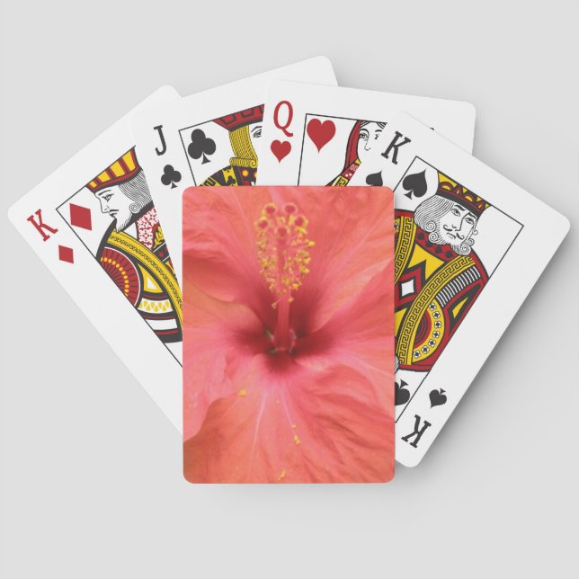 Jeu De Cartes Orange Hibiscus Fleur Macro Lecture Cartes (dos)