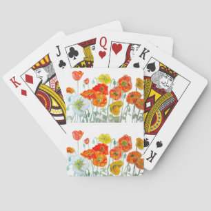 Jeu De Cartes Orange rouge Motif à fleurs