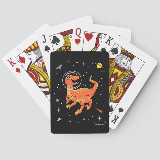 Jeu De Cartes Orange Tyrannosaurus Dinos Dans L'Espace (dos)