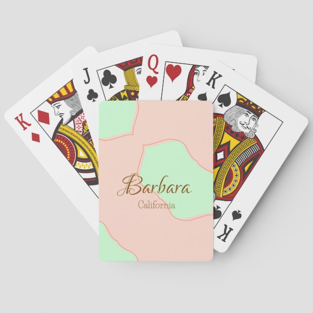 Jeu De Cartes Orange vert pastel bohème ajouter nom lieu rustiqu (dos)