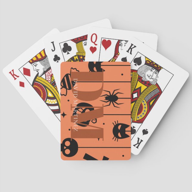 Jeu De Cartes Oranges d'Halloween & Browns Initiales Jouer des c (dos)