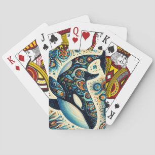 Jeu De Cartes Orca Killer Whale Floral Whimsical Plage nautique