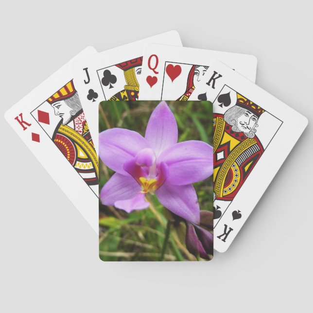 Jeu De Cartes Orchidée tropicale violette sauvage (dos)