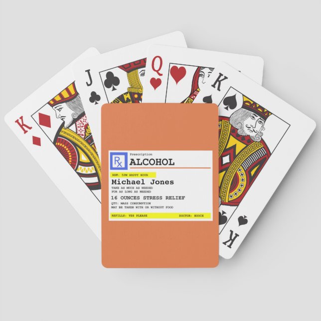 Jeu De Cartes Ordonnance personnalisée Alcool humoristique (dos)