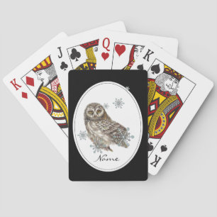 Jeu De Cartes Original Watercolor Custom Name Winter Owl