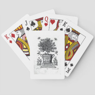Jeu De Cartes Ornamental tree in an urn on a small stage (engrav