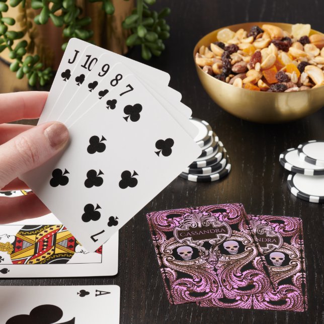 Jeu De Cartes Ornement rose Goth avec crâne personnalisé (In Situ)