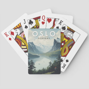 Jeu De Cartes Oslo Norvège Travel Art Vintage