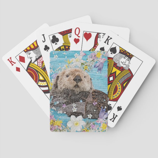 Jeu De Cartes Otter Nager dans les fleurs (dos)