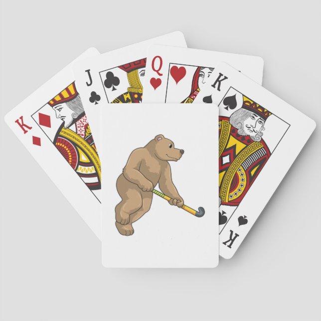 Jeu De Cartes Ours au hockey avec chauve-souris de hockey (dos)