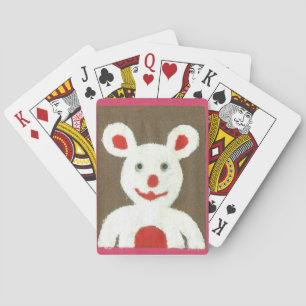 Jeu De Cartes Ours blanc avec nez, bouche et oreilles rouges (Pè