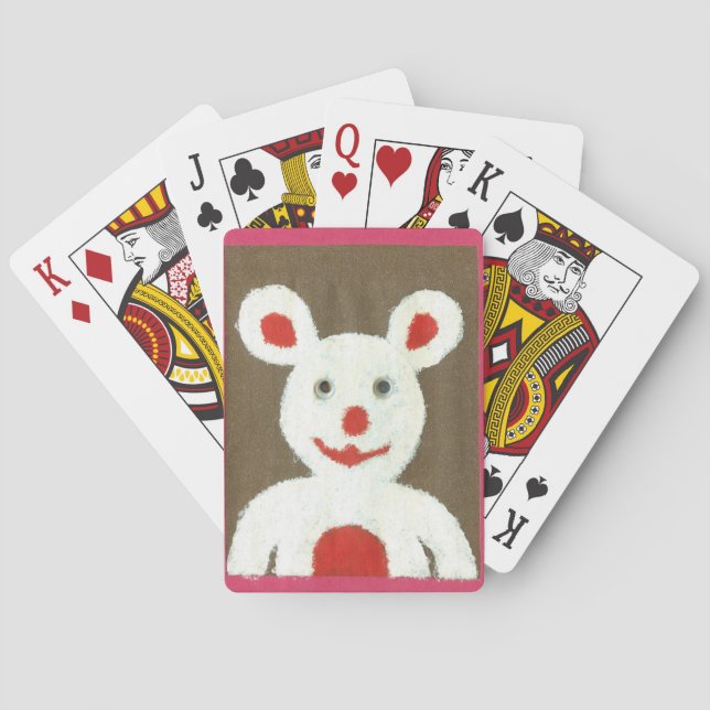 Jeu De Cartes Ours blanc avec nez rouge, bouche et oreilles (Pèr (dos)
