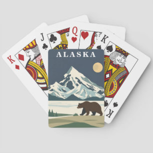 Jeu De Cartes Ours Brun Grizzli de Voyage Alaska Vintage