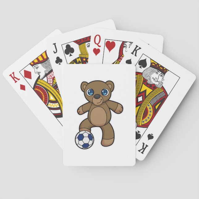 Jeu De Cartes Ours comme joueur de football avec balle de footba (dos)