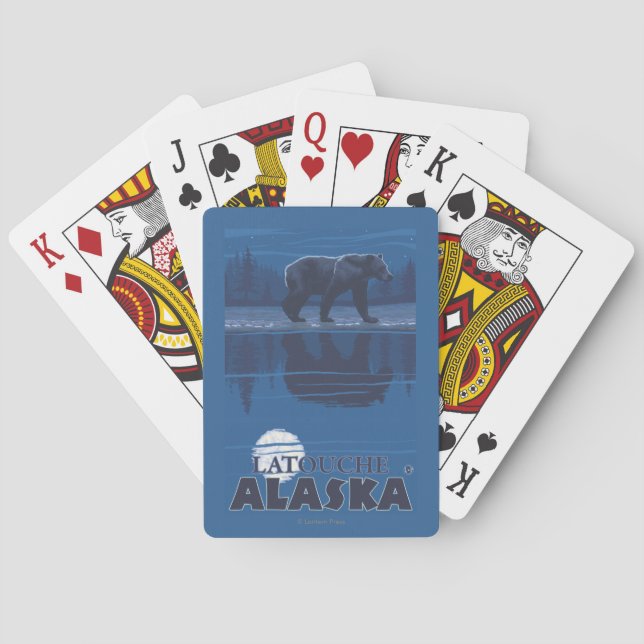 Jeu De Cartes Ours dans le clair de lune - Latouche, Alaska (dos)