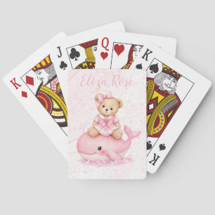 Jeu De Cartes Ours en peluche rose sur une fille baleine Baby Sh
