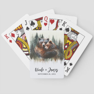 Jeu De Cartes Ours et arbres à l'aquarelle Rustique sauvage